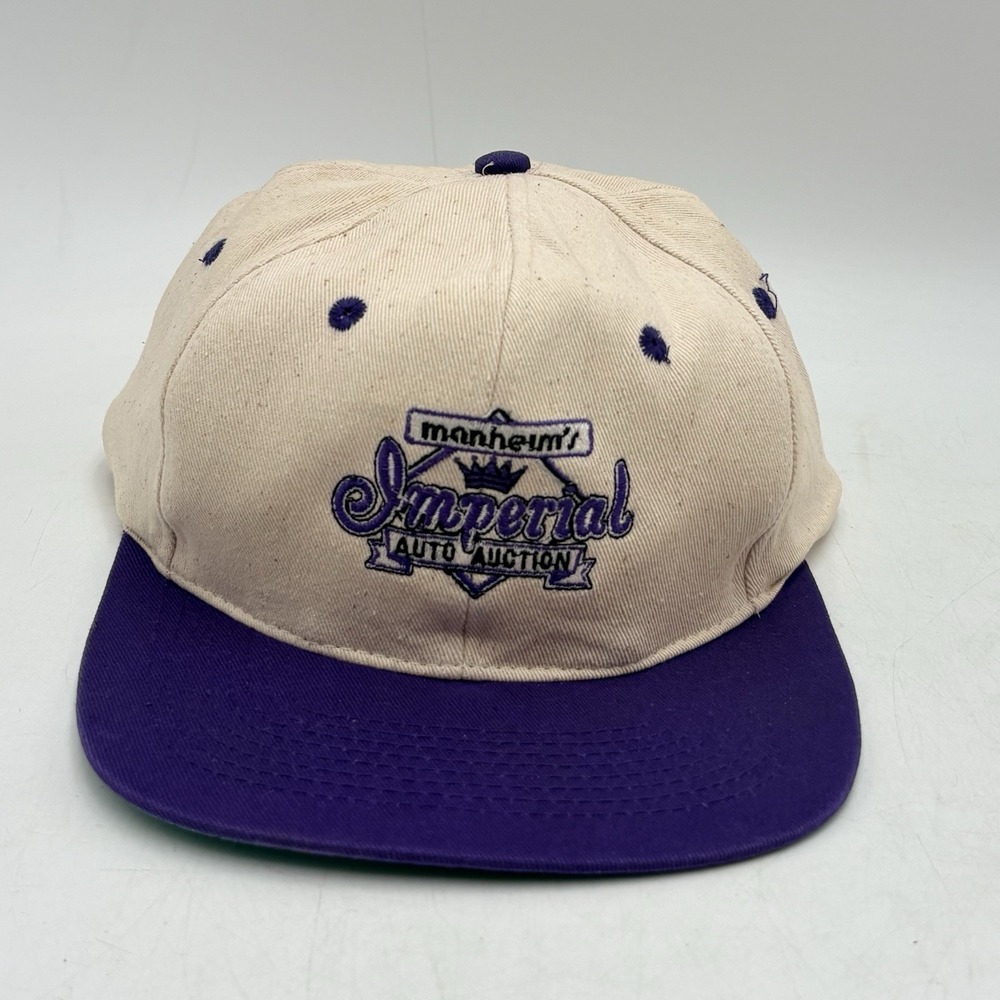 Vintage Manheim Imperial Auto Auction Snapback Hat KC Cap Purple Tweed